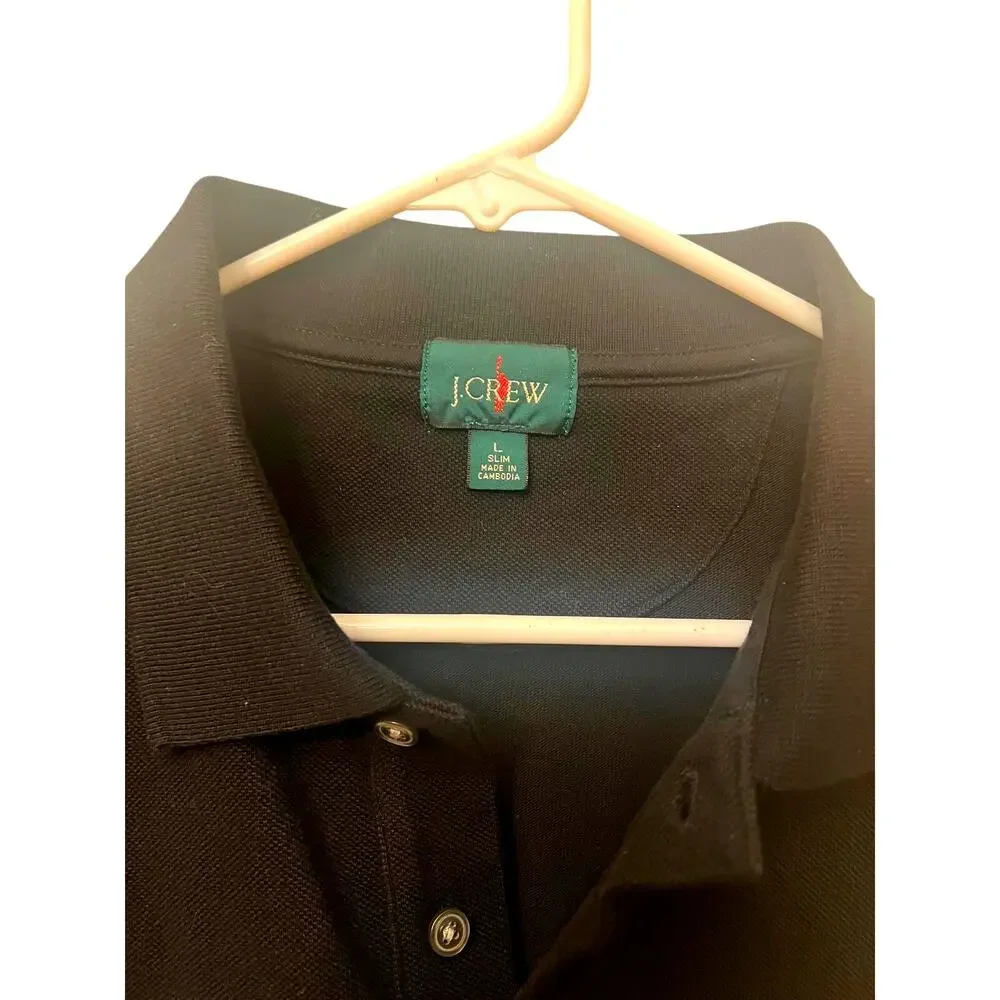 J Crew Polo Black shirt sz L, preppy quiet luxury minimalist casual country club - Picture 2 of 3